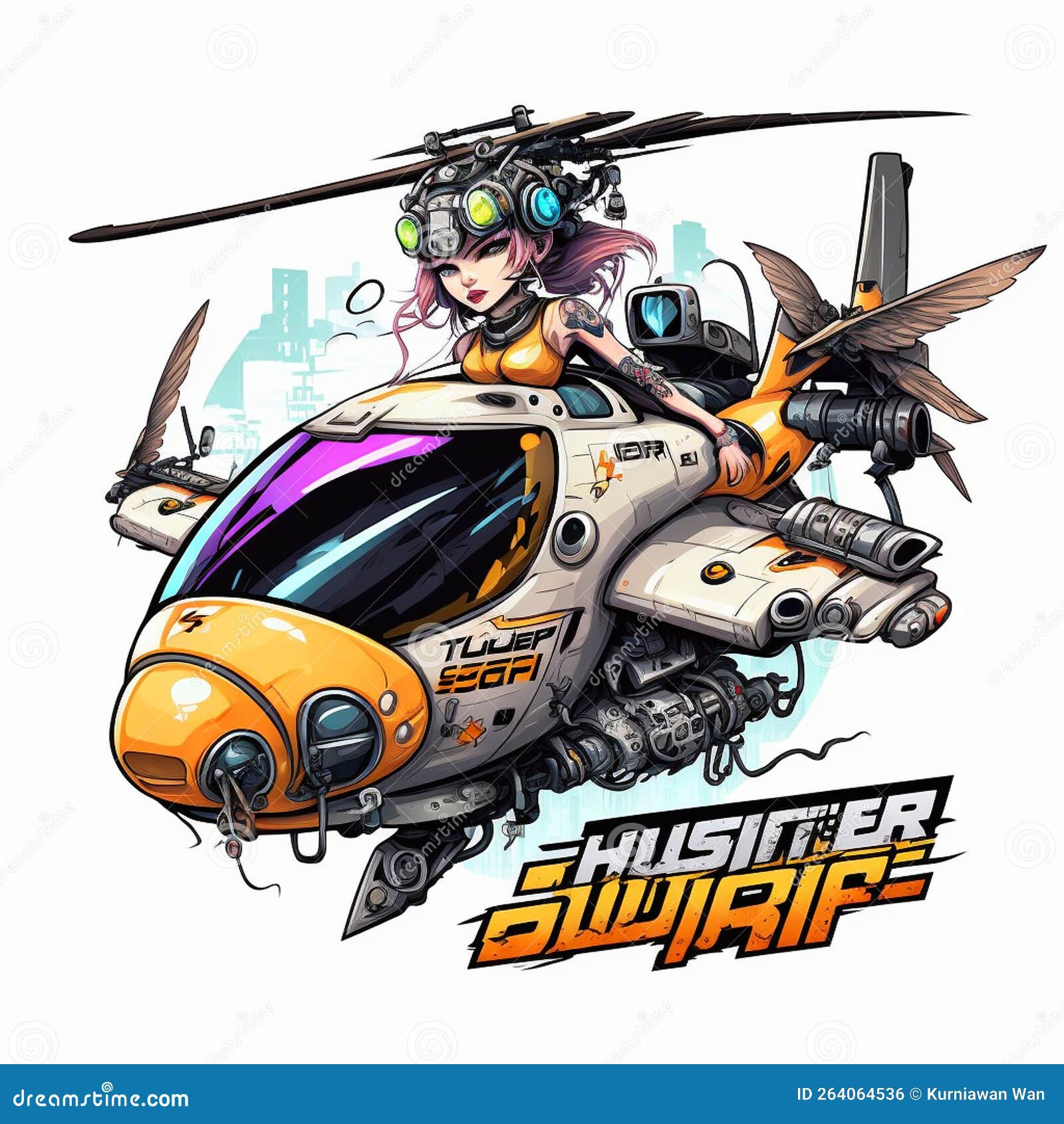 Wallpaper #shyAQJMB8JfcLg2J2fbR106 Helicopter Monster Cyberpunk Logo Esport Design Stock Illustration