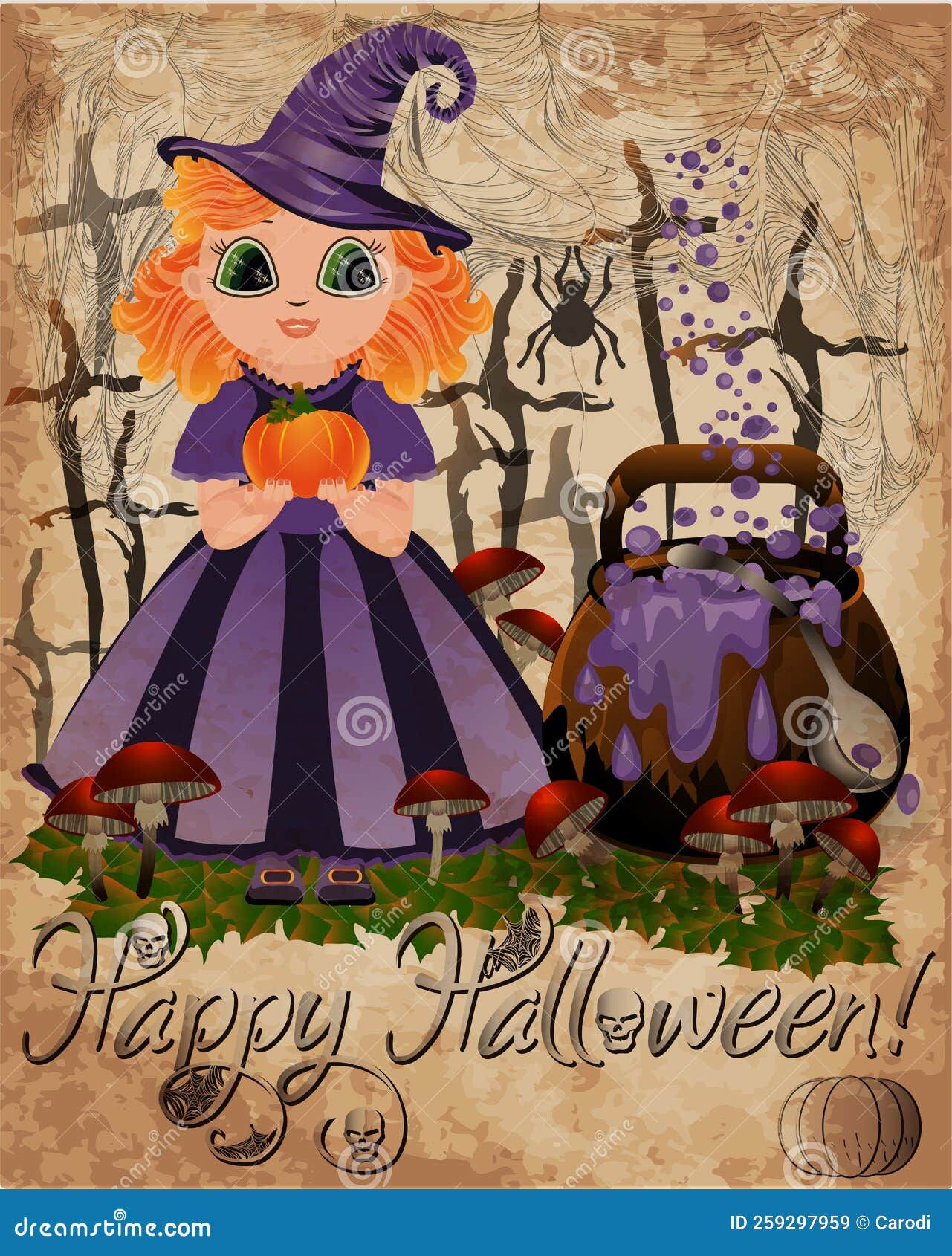 Wallpaper #ITHVNZMB5zzyi_yYzVif175 Happy Halloween Greeting Card Little Cute Witch with Pumpkin