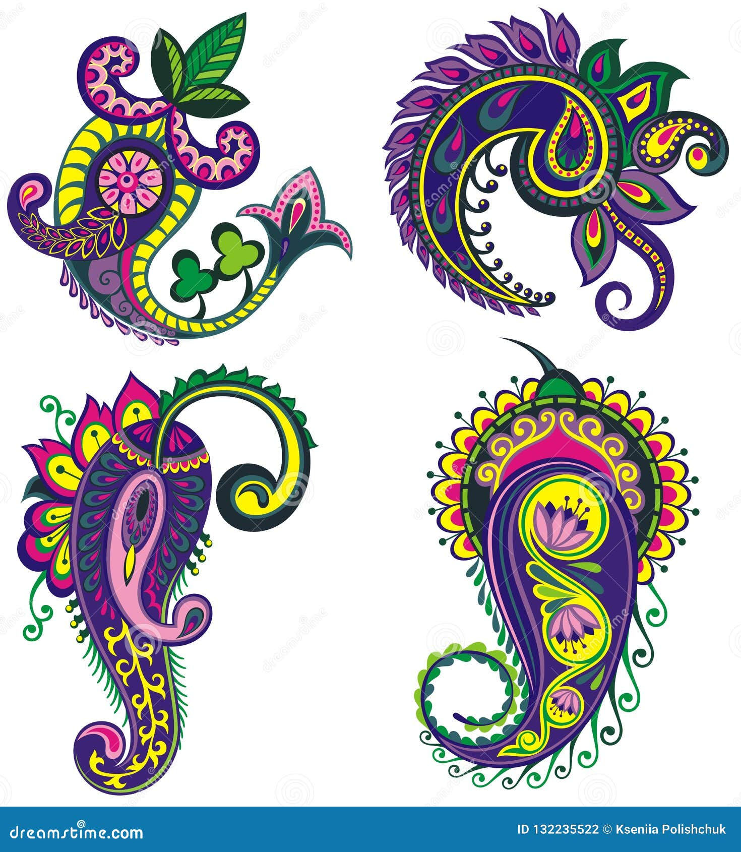Wallpaper #WGe1CJMBSpphPi3-H8x865 Paisley Set of Paisley Elements with Flowers Stock Vector
