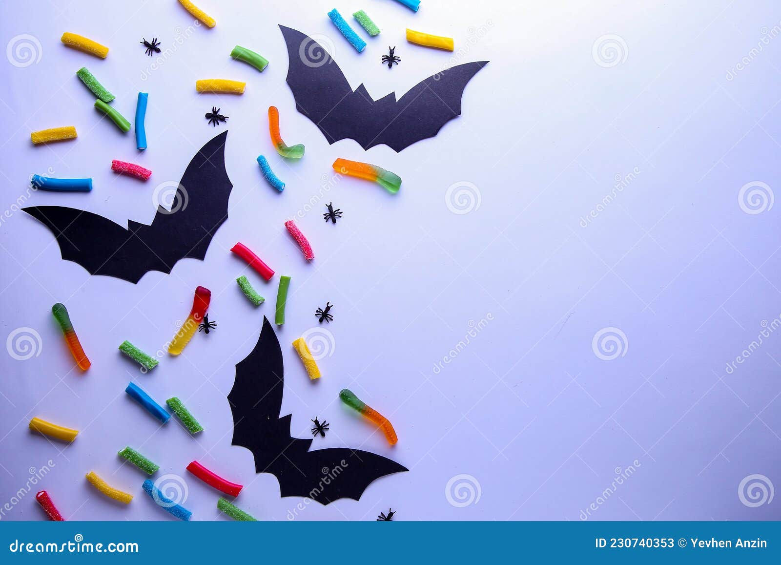 Wallpaper #lQMqZpMBpyOg8YnE0dqs139 Paper Halloween Decorations and Candy on White Background the Concept