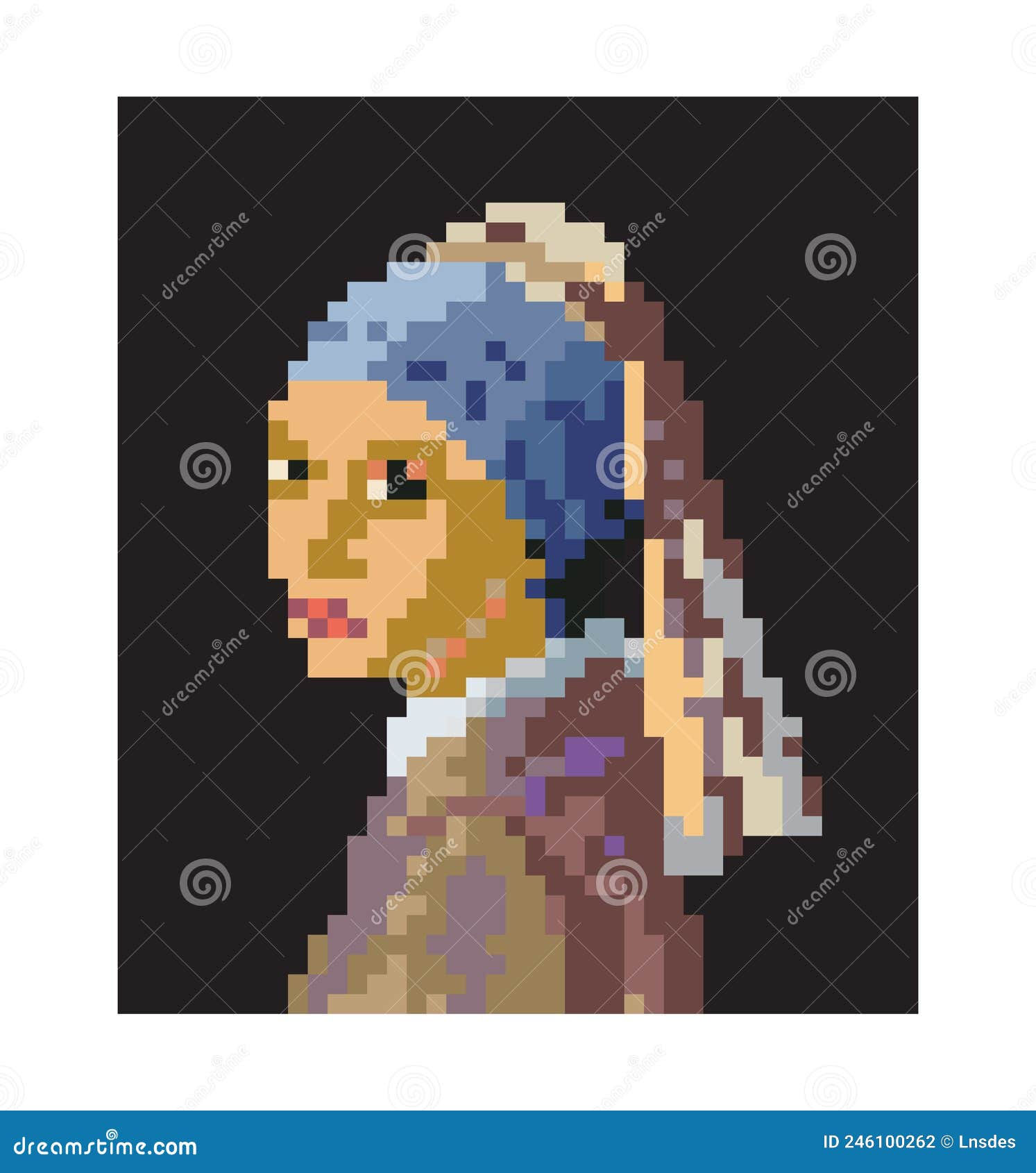 Wallpaper #tkLBPJMBOBpx0NhmPsFe90 Pixel Art Girl with a Pearl Earring Portrait of Woman Stock Vector