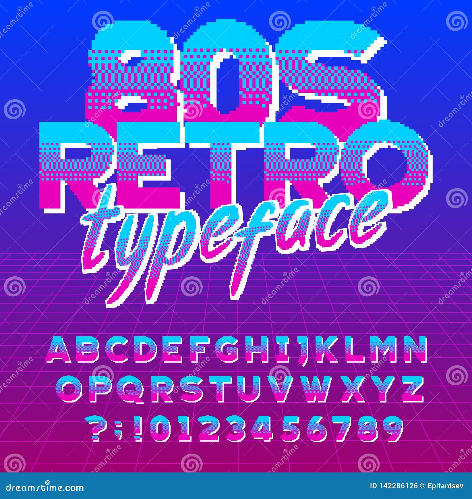Wallpaper #42exDJMBSpphPi3-h9_r240 80s Retro Typeface Pixel Letters and Numbers Stock Vector Alphabet