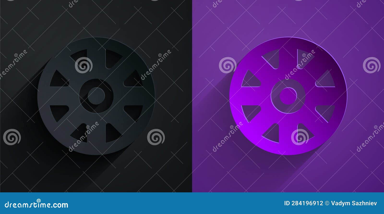 Wallpaper #1KVsN5MBVBiSkHCaS4uU345 Paper Cut Alloy Wheel for Car Icon Isolated on Black on Purple