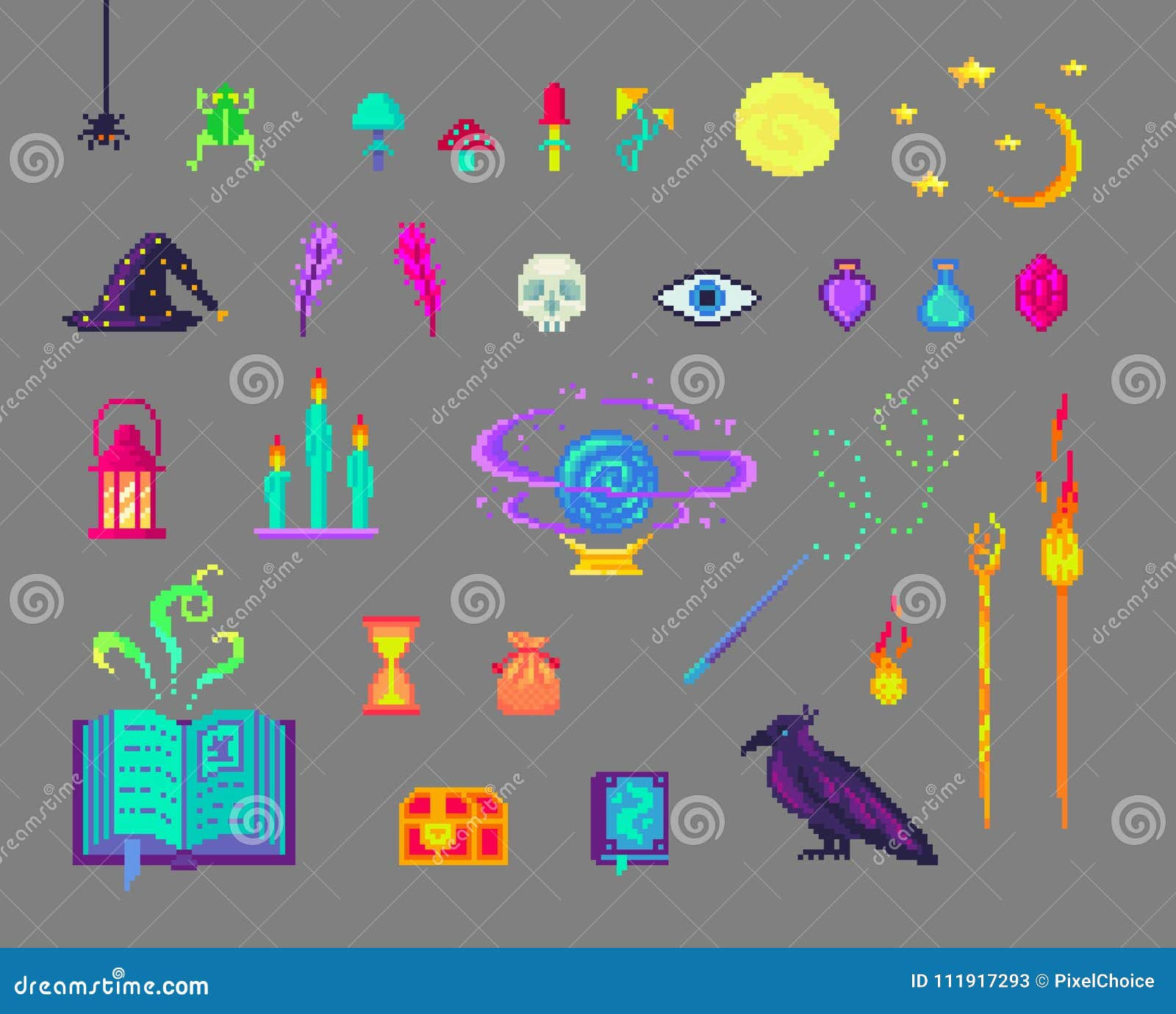 Wallpaper #1Gc765IBSpphPi3-00r60 Pixel Art Magic Set Stock Vector Illustration of Cartoon 111917293