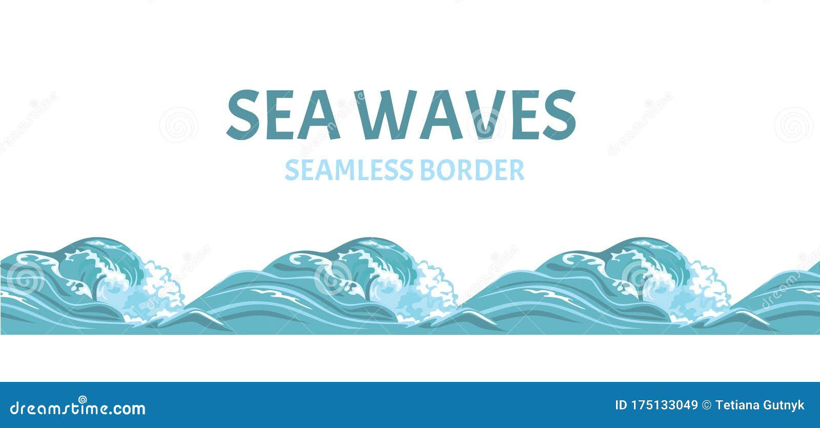 Wallpaper #1mc1CJMBSpphPi3-Ccl7183 Sea Waves Seamless Pattern Border Vector Illustration of Blue Ocean