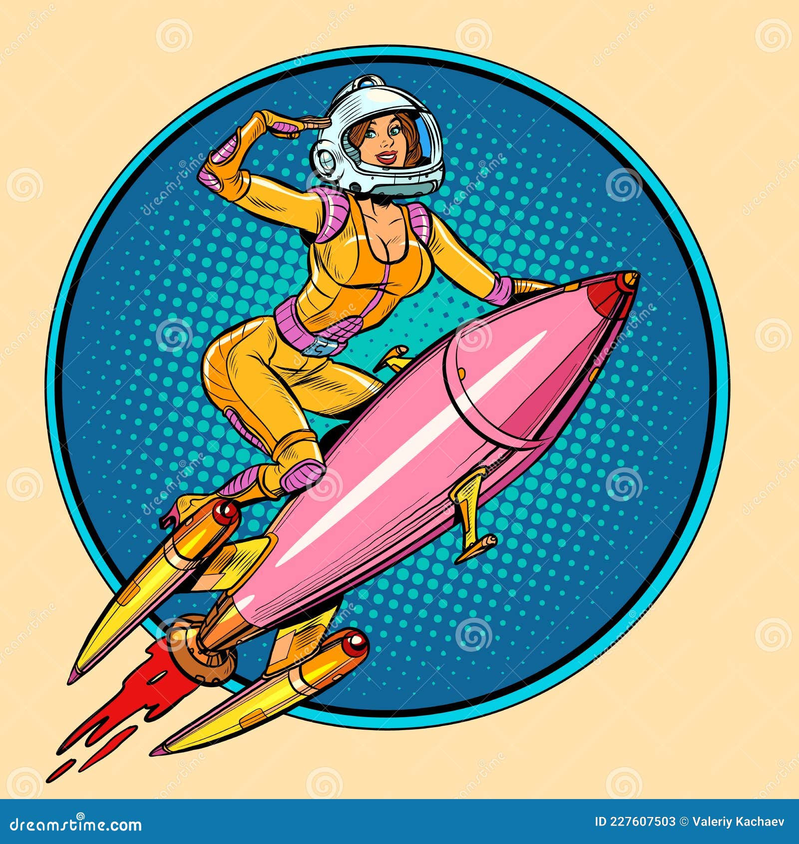 Wallpaper #TOqkVpMBlwTYPL18VRAh41 Pinup Female Astronaut Flying on a Rocket a Woman in Space Science