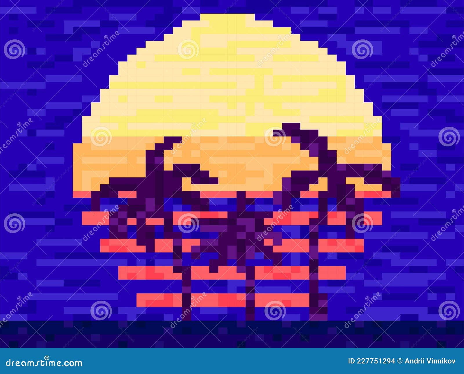 Wallpaper #42exDJMBSpphPi3-h9_r20 Pixel Art Palm Trees at Sunset in 80s Style 8 Bit Sun Synthwave and