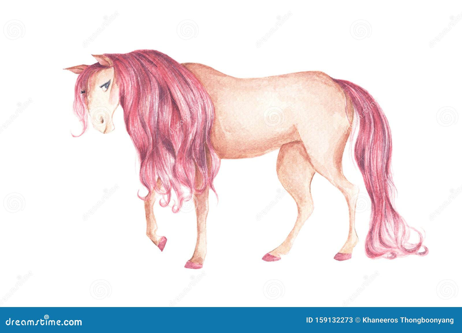 Wallpaper #GB2aLJMBlOZrFDOkh8ut54 Pink Horse Isolated on White Background Stock Illustration