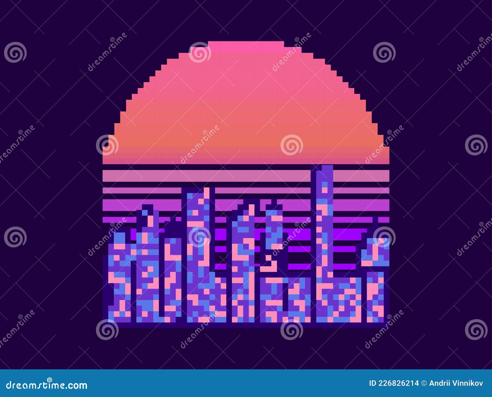 Wallpaper #42exDJMBSpphPi3-h9_r28 Pixel Art City at Sunset 8 Bit Cityscape on the Pixel Sun 80s