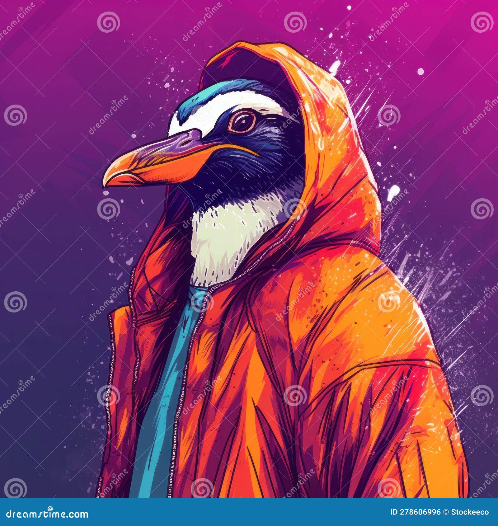 Wallpaper #JneBJ5MB-pgBXx60B6YM256 Penguin in Azuki Nft Style Street Wear Stock Illustration