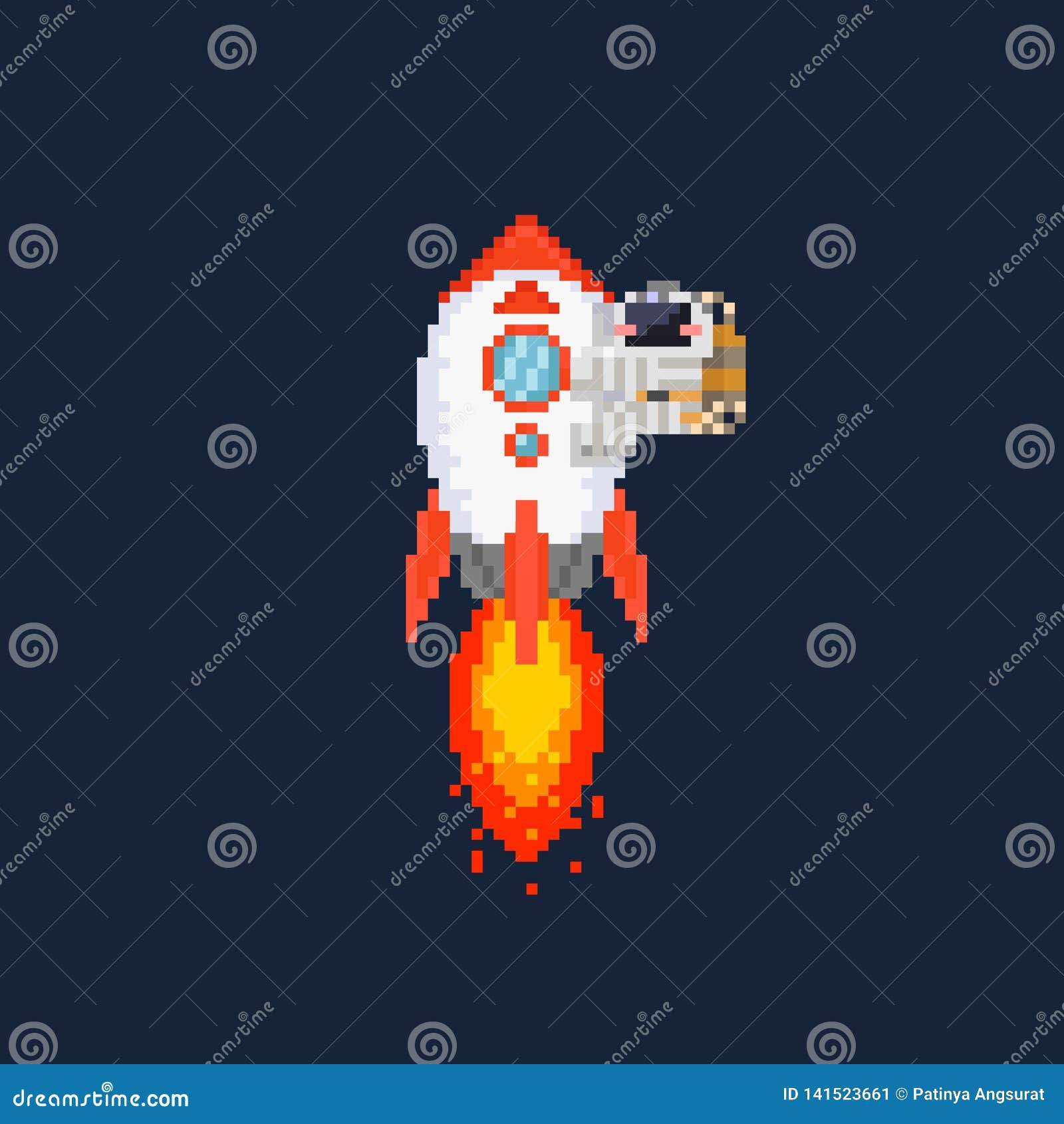 Wallpaper #YjGbNZMB5zzyi_yY1Fda42 Pixel Rocket Illustration with Astronaut on It8bit Stock Illustration