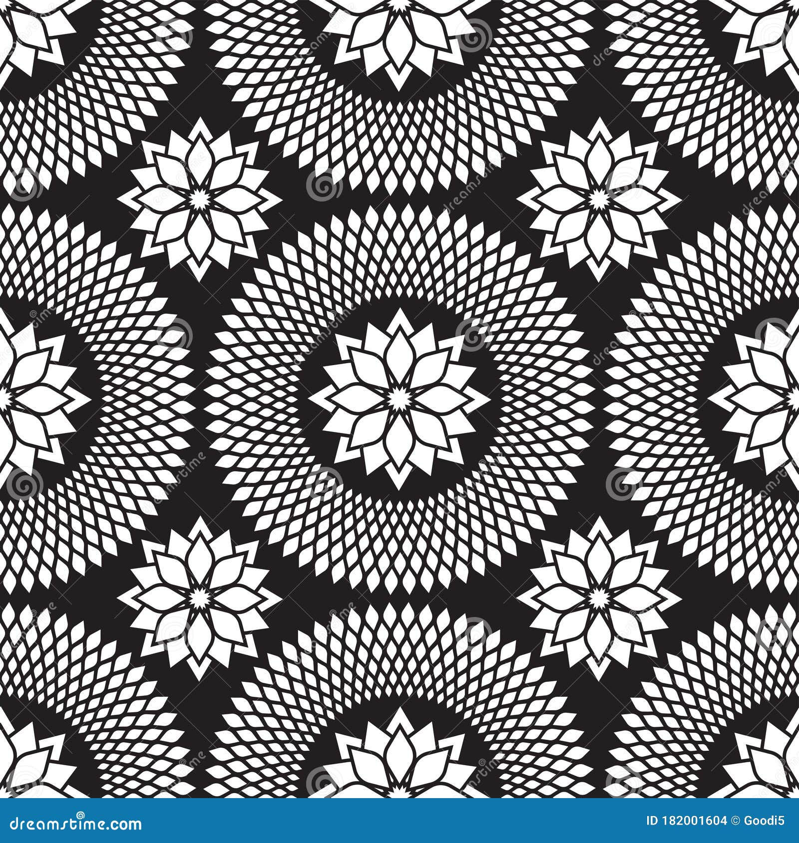 Wallpaper #pWfB7pIBSpphPi3-dF4W194 Seamless Geometric Flower Design Pattern in Black and White Stock