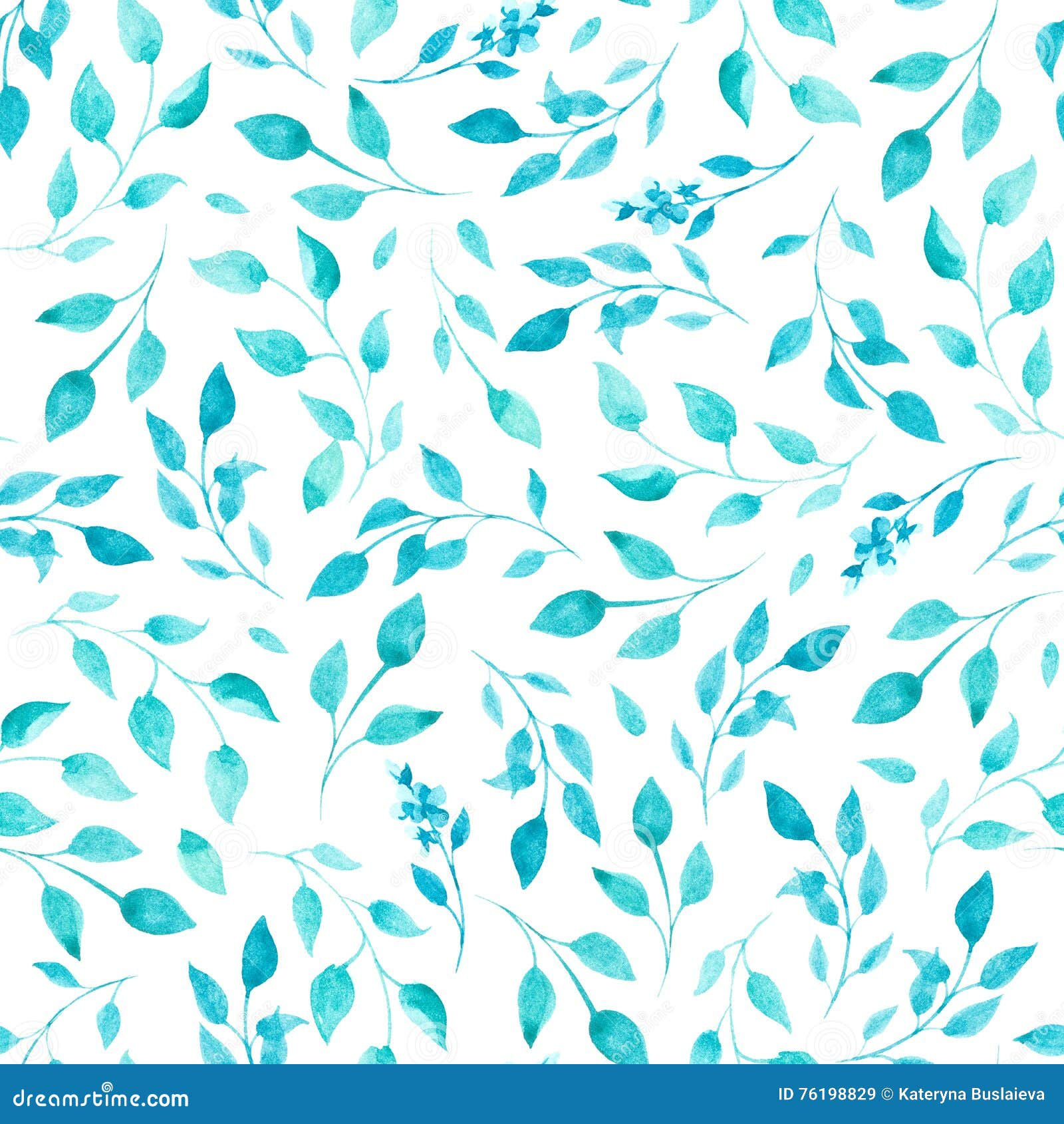 Wallpaper #am19apcBycdYOYFTxHE6186 Pattern of Watercolor Blue and Green Leaves and Flowers Stock
