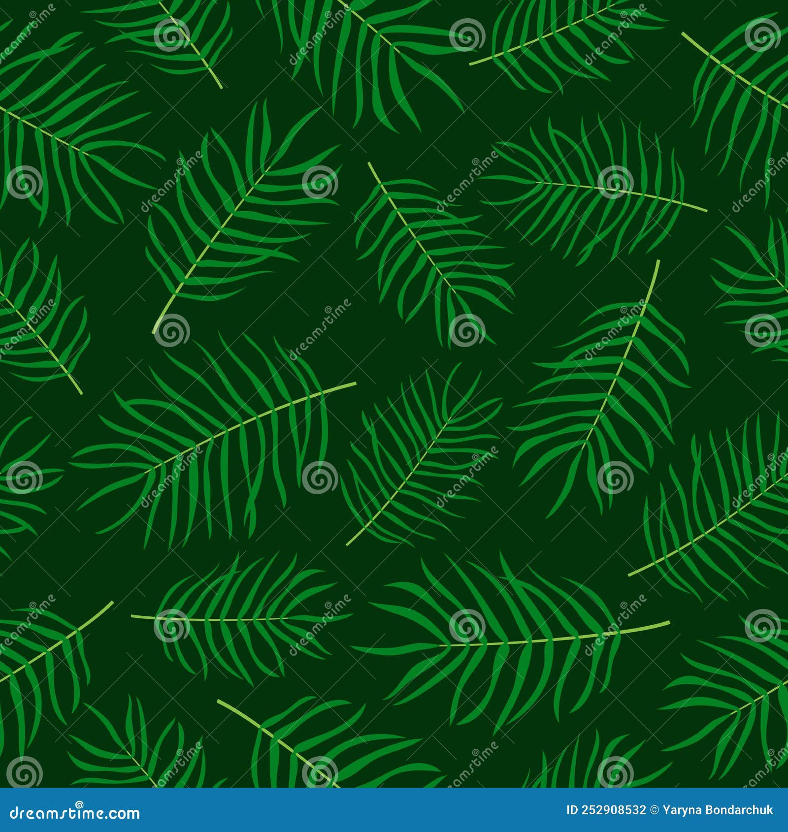 Wallpaper #am19apcBycdYOYFTxHE6115 Palm Leaves Seamless Pattern Green Plants on Dark Green Background