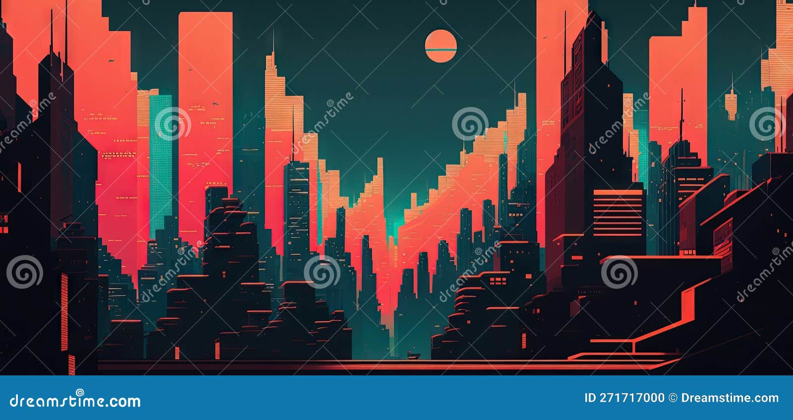 Wallpaper #aWjcHZMBSpphPi3-Yicj66 Panoramic Cityscape in Cyberpunk Futuristic Style Towering Skyscrapers