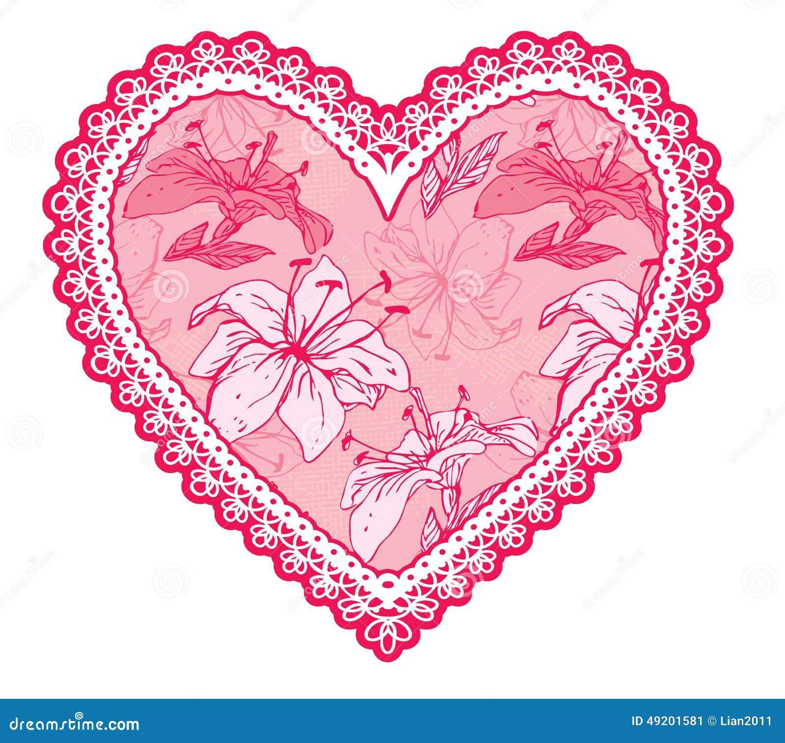 Wallpaper #12eRAJMBSpphPi3-GKYv105 Pink Fine Lace Heart with Floral Pattern Stock Vector Illustration