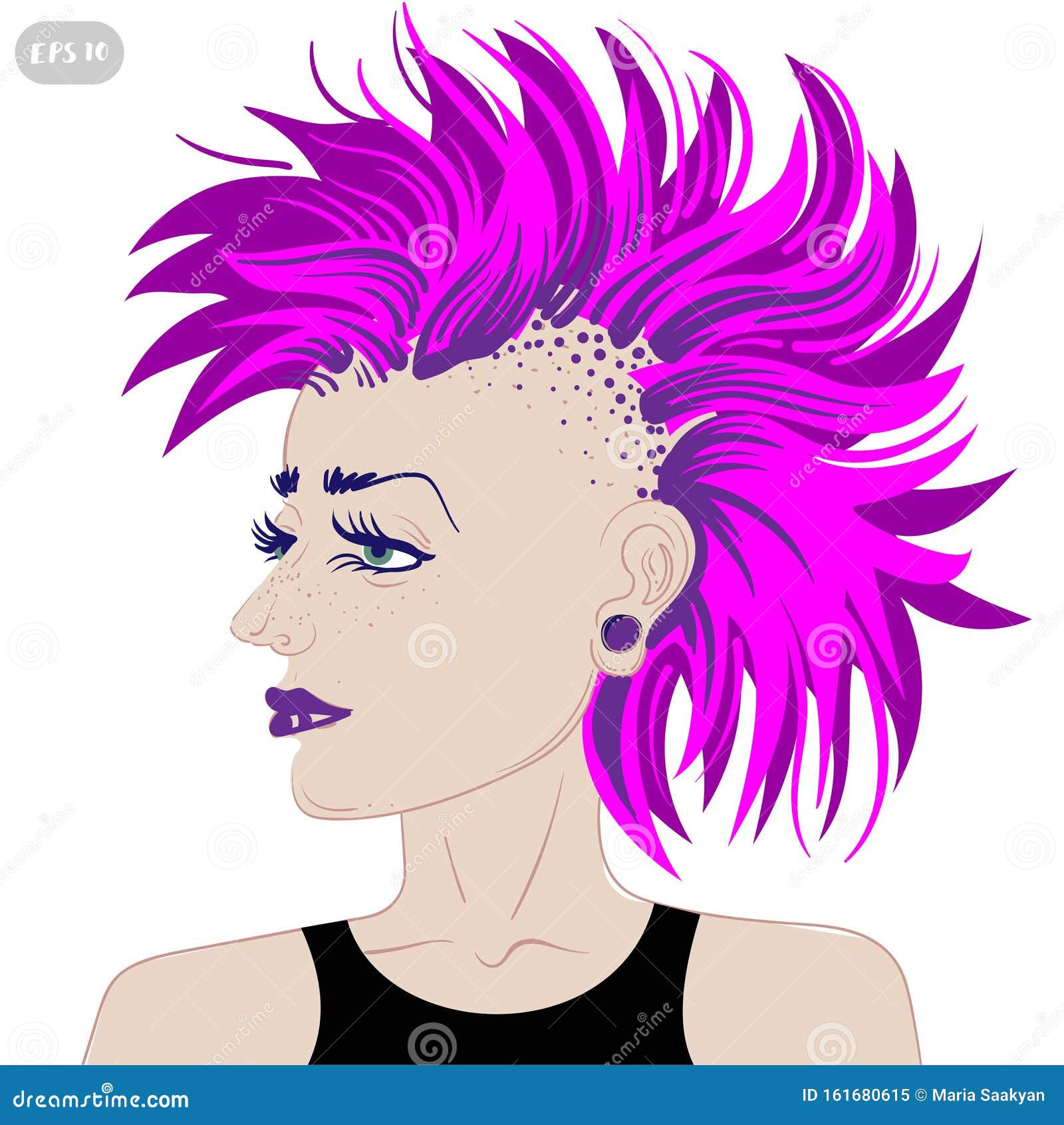 Wallpaper #59e9f Cartoon Punk Rock Hair 12381474 Vector Art at Vecteezy