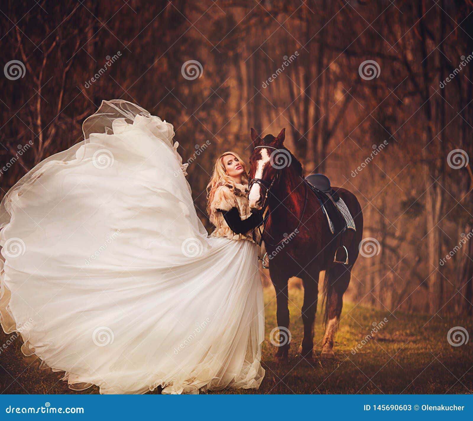 Wallpaper #CR2YLJMBlOZrFDOk0ssm244 Pretty Woman with Black Horse in Autumnal Nature Fashion Photoshoot