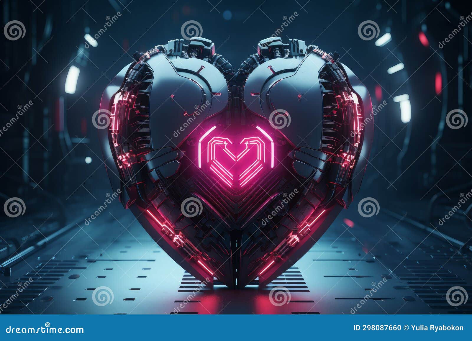 Wallpaper #SzuIb5cBSWmA-tzpLY-L37 Cyberpunk Heart with Metallic Details and Cables on Rustic Background
