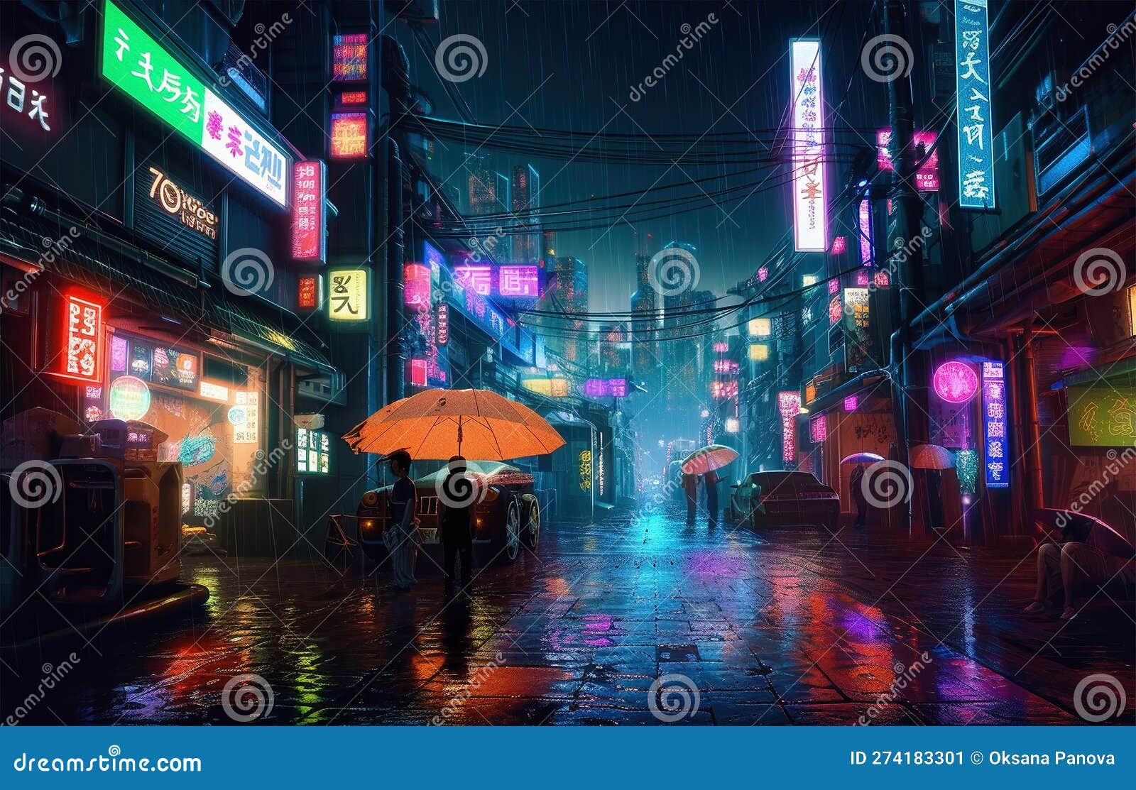 Wallpaper #RFjoM5MBzN9vxX340ToL183 Night View of Buildings in Tokyo Nighttime Cyberpunk City Illustration