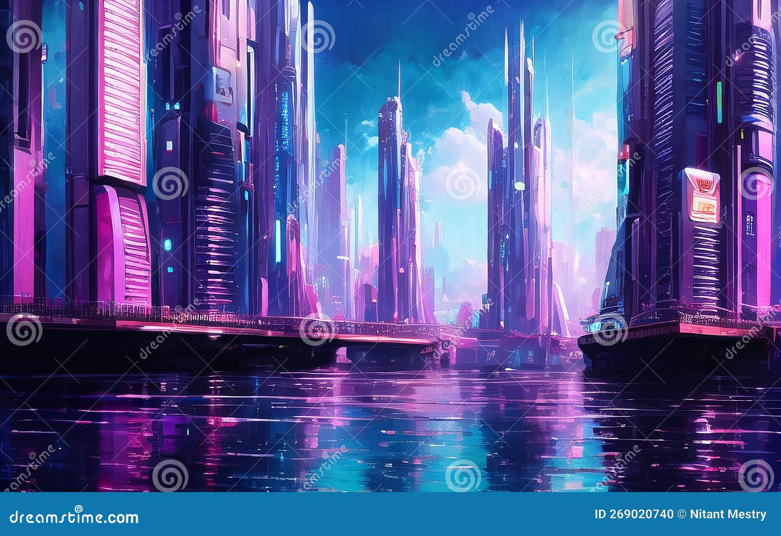 Wallpaper #OddBMpMB4Oq-IITvxDZL151 Concept Art Illustration of City Landscape in Cyberpunk Style Cool