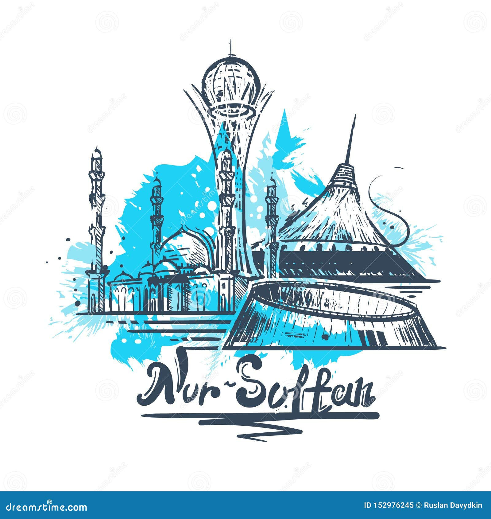 Wallpaper #Qx3gLJMBlOZrFDOkdsyQ318 Nur Sultan Abstract Color Drawing Astana Sketch Vector Illustration