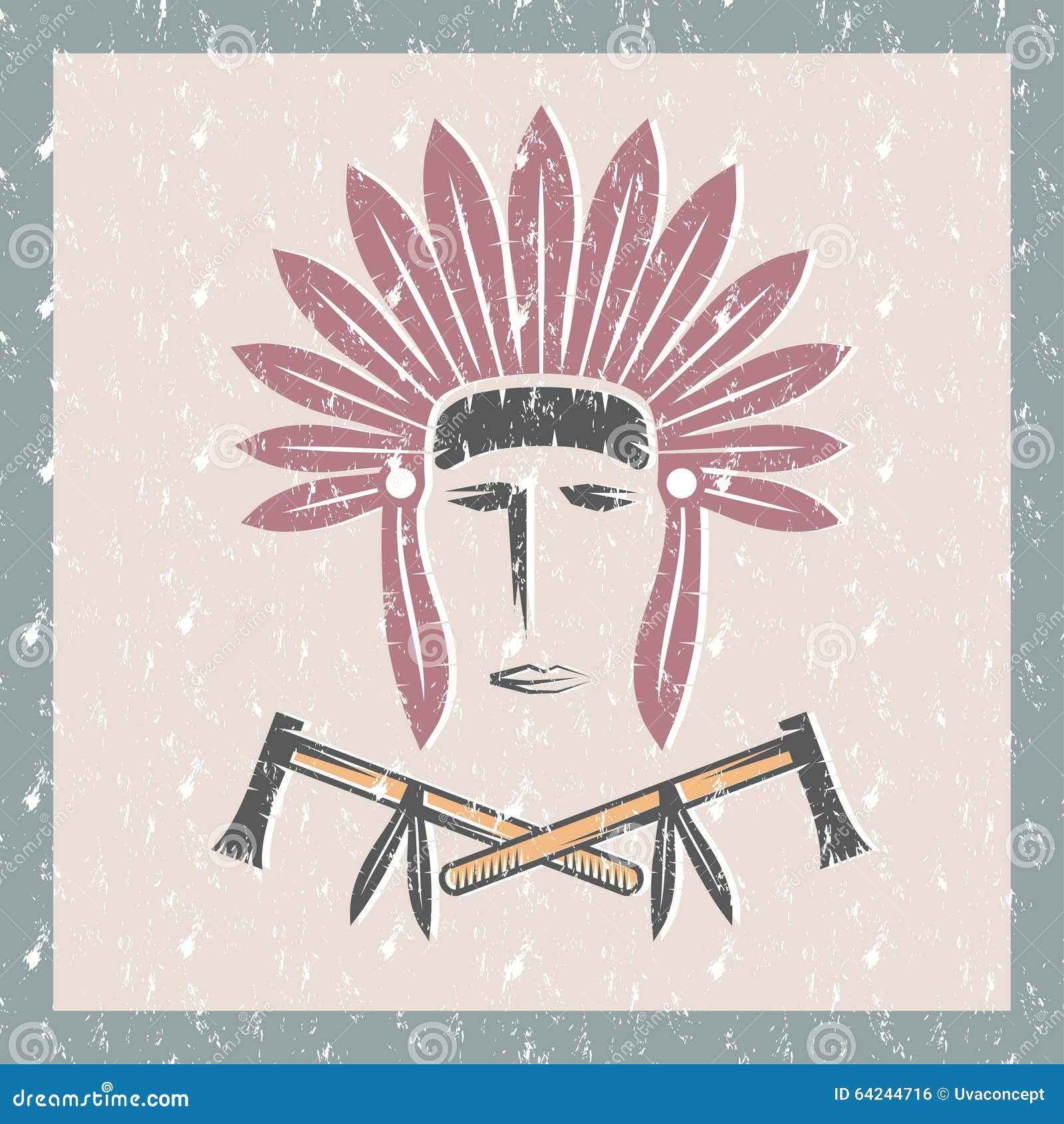 Wallpaper #uGcKC5MBSpphPi3-5NdM119 Native American Chief Man in Tribal Headdress with Tomaha Stock Vector