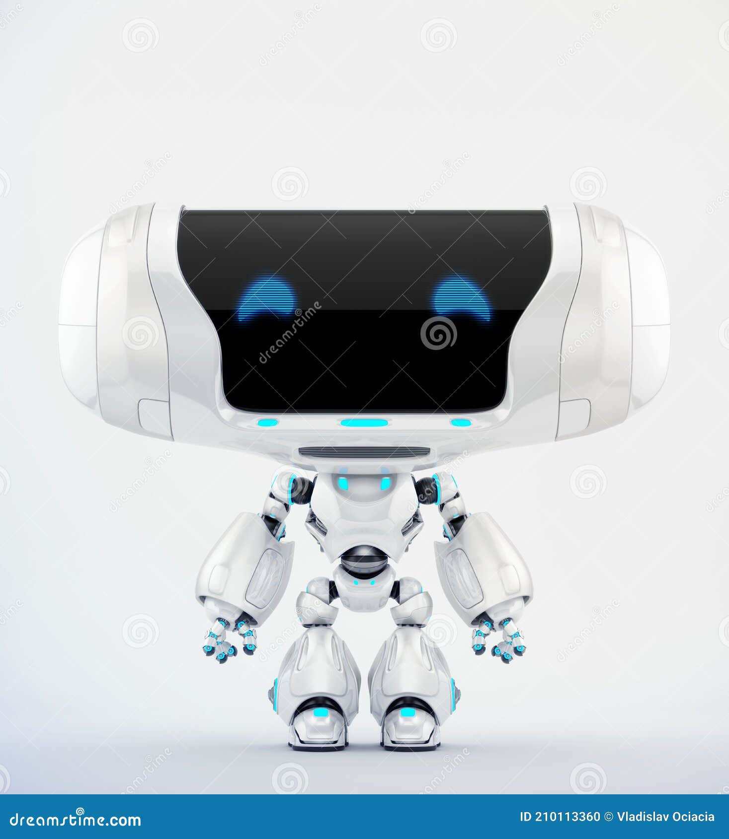 Wallpaper #vWdm9pIBSpphPi3-zYNc316 Cute White Robot Toy with Blue Eyes 3D Rendering Stock Illustration