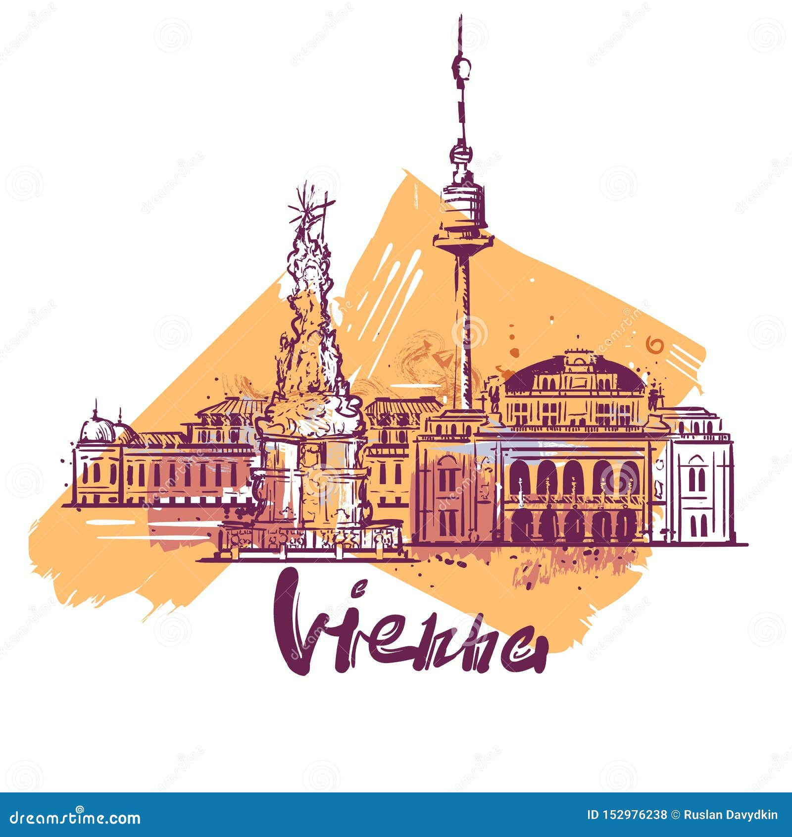 Wallpaper #Qx3gLJMBlOZrFDOkdsyQ375 Vienna Abstract Color Drawing Vienna Sketch Vector Illustration Stock