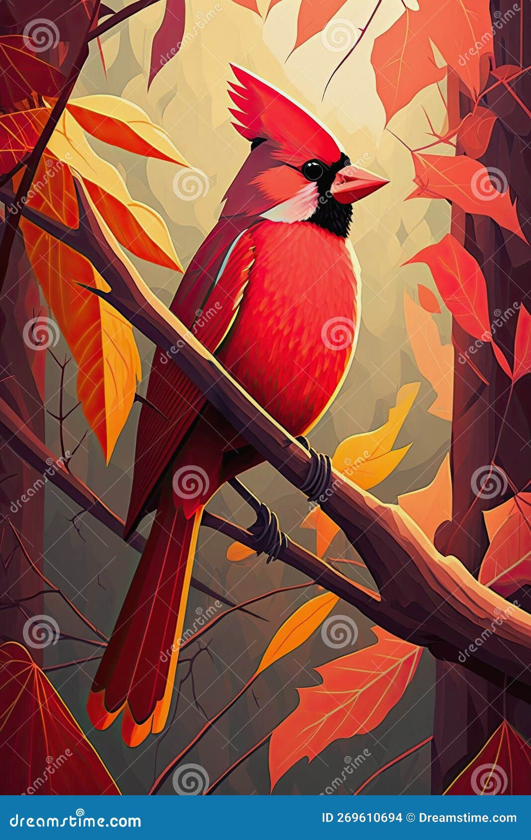 Wallpaper #r2fTEJMBSpphPi3-HPTq391 Abstract Painting of Beautiful Male Red Cardinal in Garden Stock