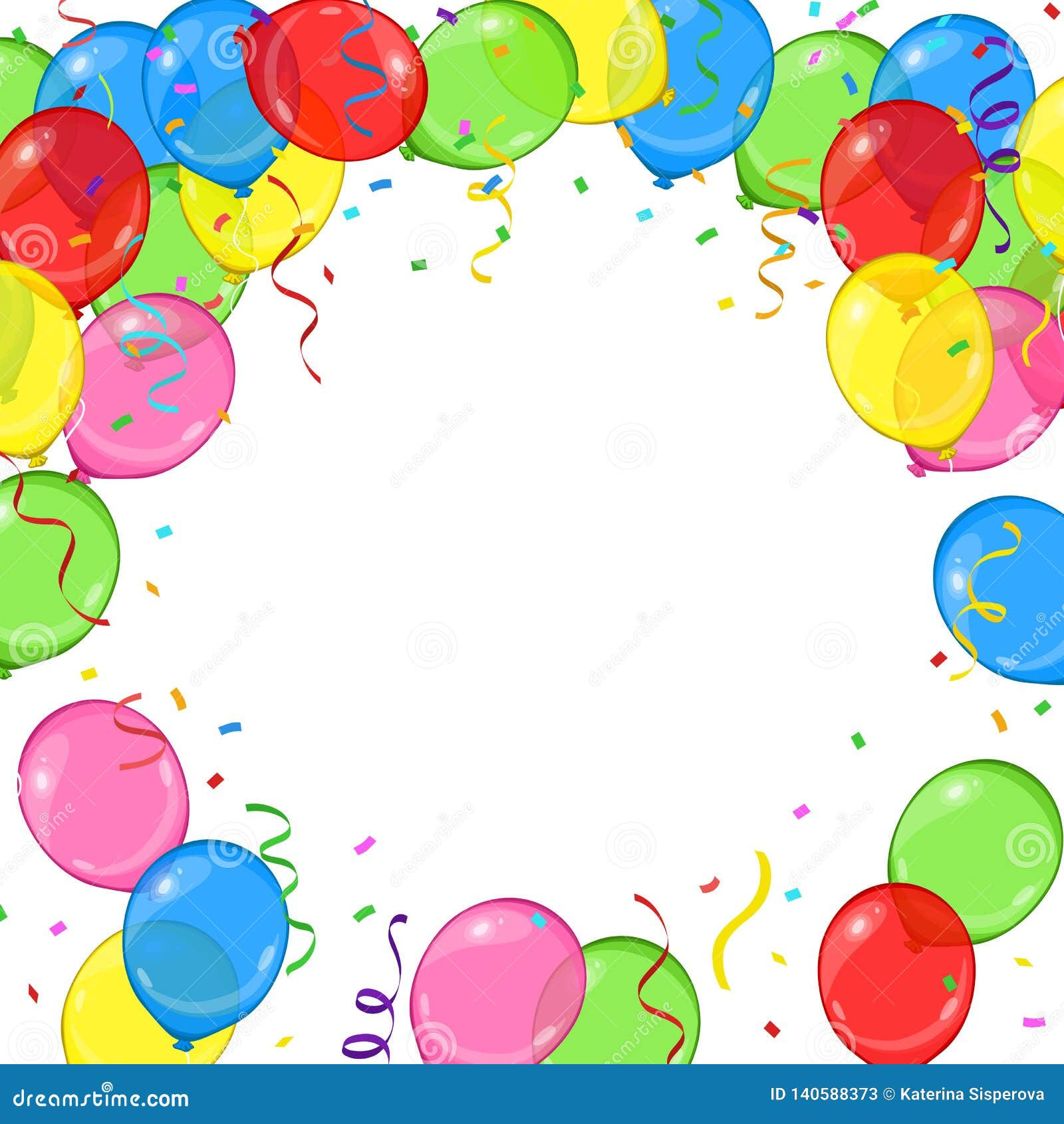 Wallpaper #lMnyjJcB-VVLIetl3Wns59 Vector Cartoon Balloons Streamers and Confetti Frame for Your Birthday