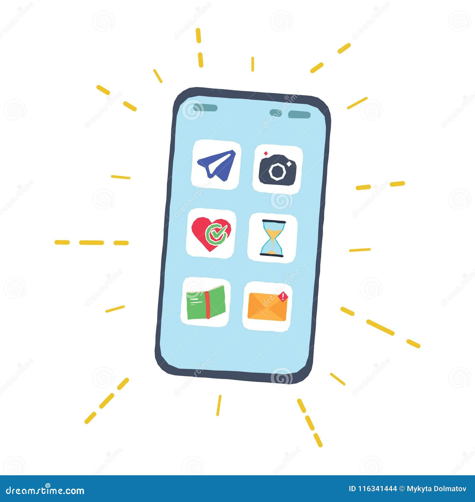 Wallpaper #lGdmCpMBSpphPi3-QdSv293 Vector Cartoon Illustration of Smartphone with Icons App on the Display