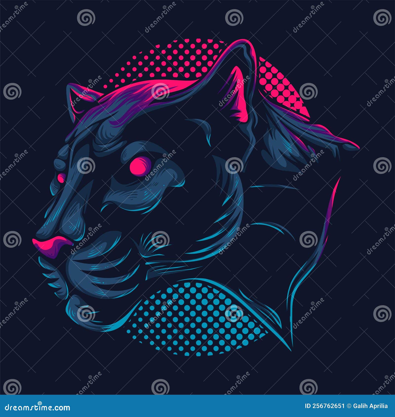 Wallpaper #fULzPJMBOBpx0NhmUcKW345 Vector Illustration Colorful Side View of Panther Head with Spooky and