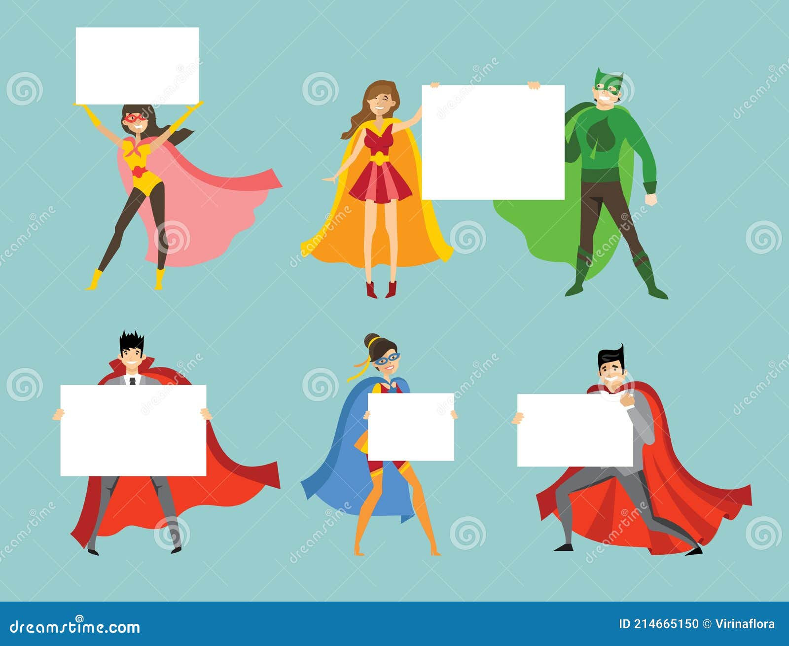 Wallpaper #EjHONZMB5zzyi_yYEVil330 Vector Illustration of Superheros with White Banner Stock Vector