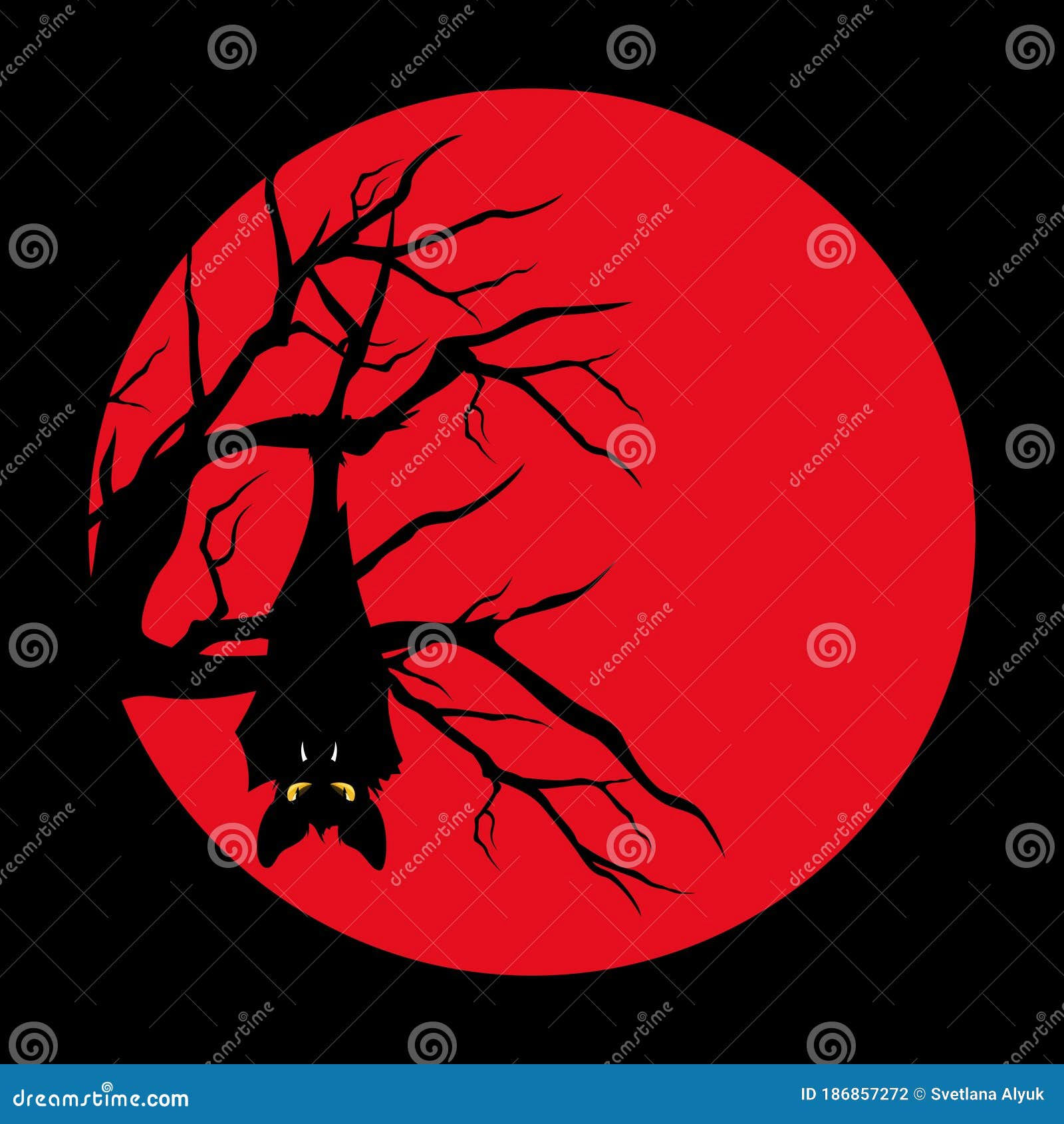 Wallpaper #r3KDMpMBX2lk1u3ogFrF41 Vampire Bat Hanging on Bare Tree Branch at Full Moon Vector Outline