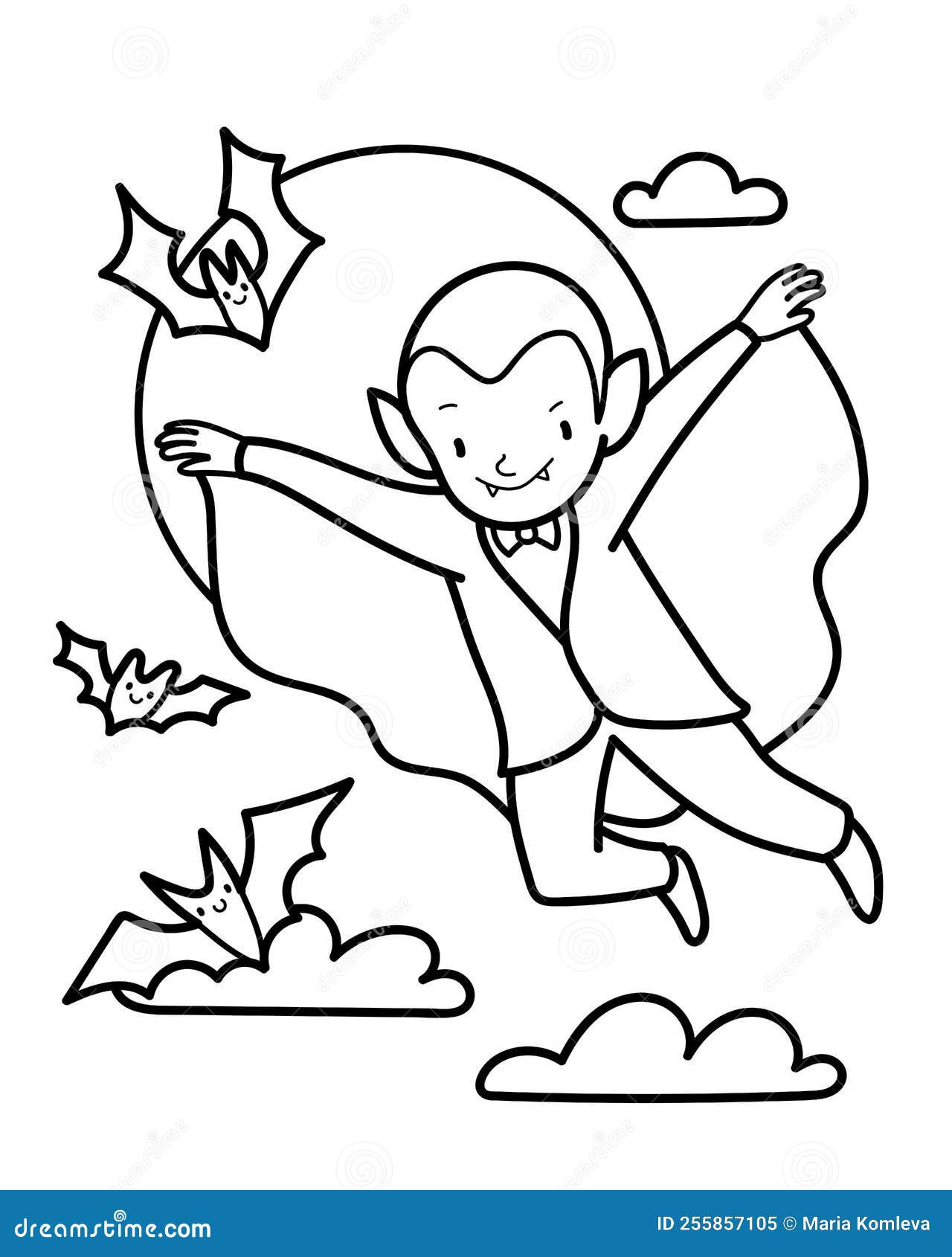 Wallpaper #W-81TJMBMN-XEVvVwD3k364 Vector with Vampire Flying on Full Moon Background Coloring Page with