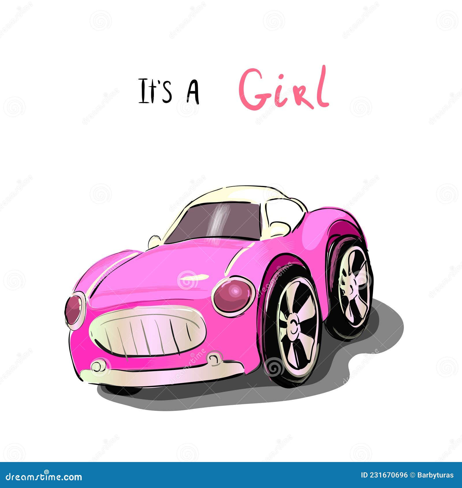 Wallpaper #OmeU-JIBSpphPi3-QYpX194 Vector Cute Greeting Card It S a Girl Pink Car Toy Stock Vector