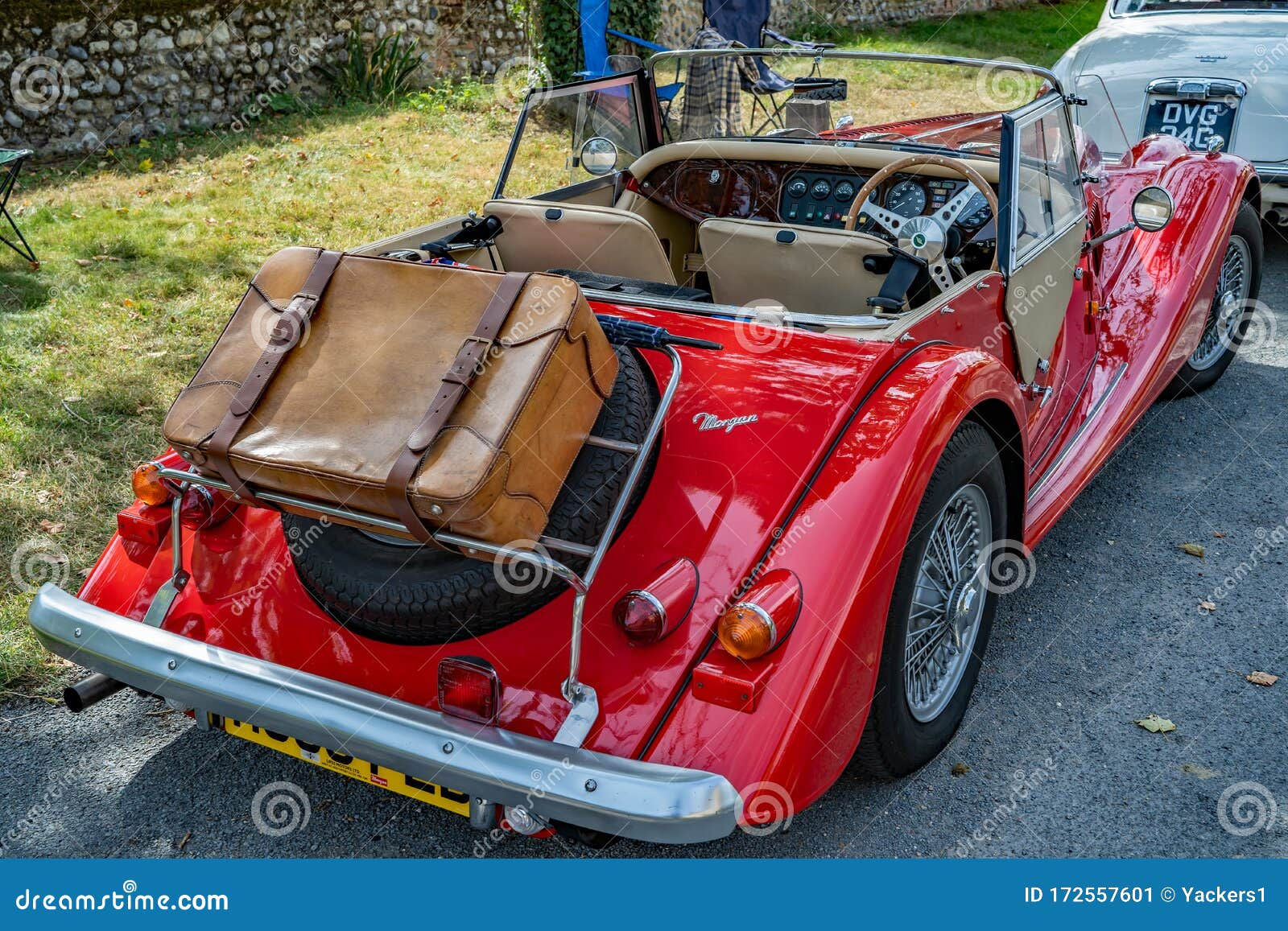 Wallpaper #O7n53ZIBJvJKYCmEmAPR85 The Rear of a Red Hand Built Morgan Sports Car Parked Up in a Norfolk