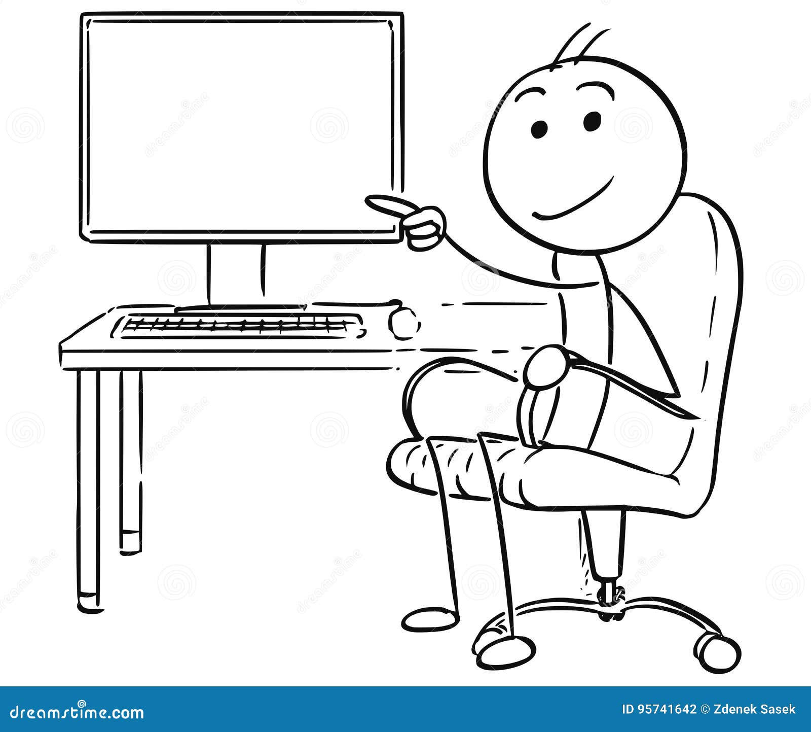 Wallpaper #uxlbDo8BtGB6xQ78_1nv49 Vector Stick Man Cartoon of Man Pointing at Empty Computer Stock Vector