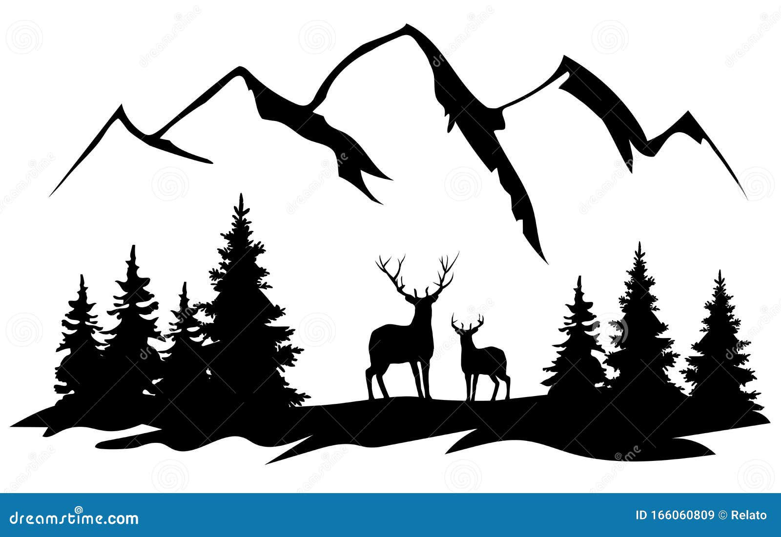 Wallpaper #x--qS5MBMN-XEVvVnztn202 Vector Deer and the Mountains Nature Background Stock Vector