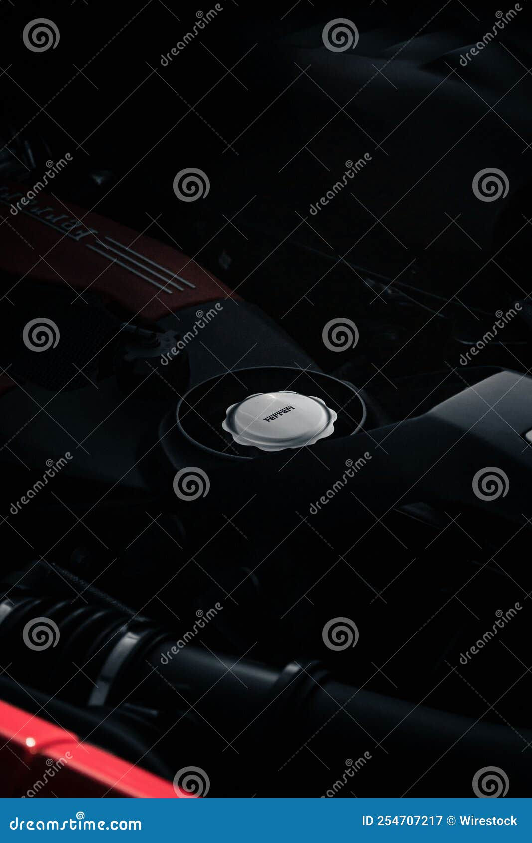 Wallpaper #-2fc-5IBSpphPi3-dpWf257 Vertical Closeup of Ferrari 488 Gtb Engine Bay Editorial Photography