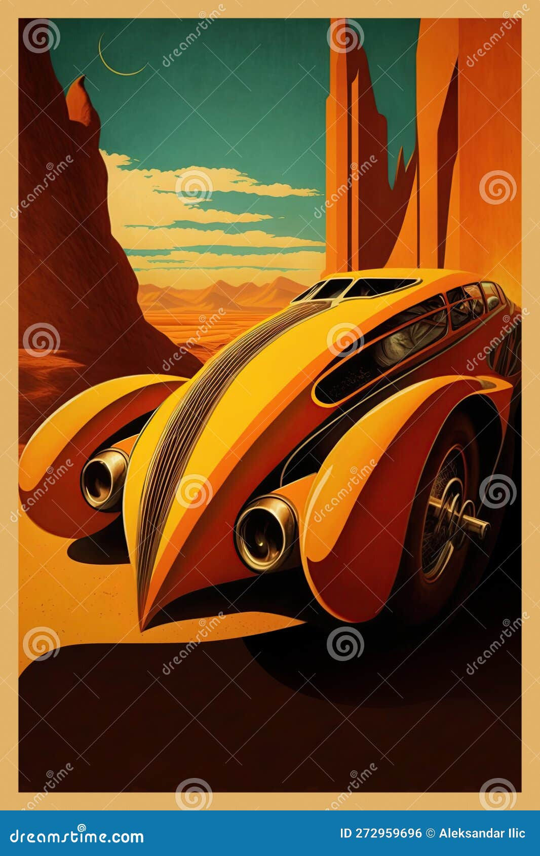 Wallpaper 2529C Vintage Car Poster Design Generative AI Stock Illustration HD Wallpaper 2529C