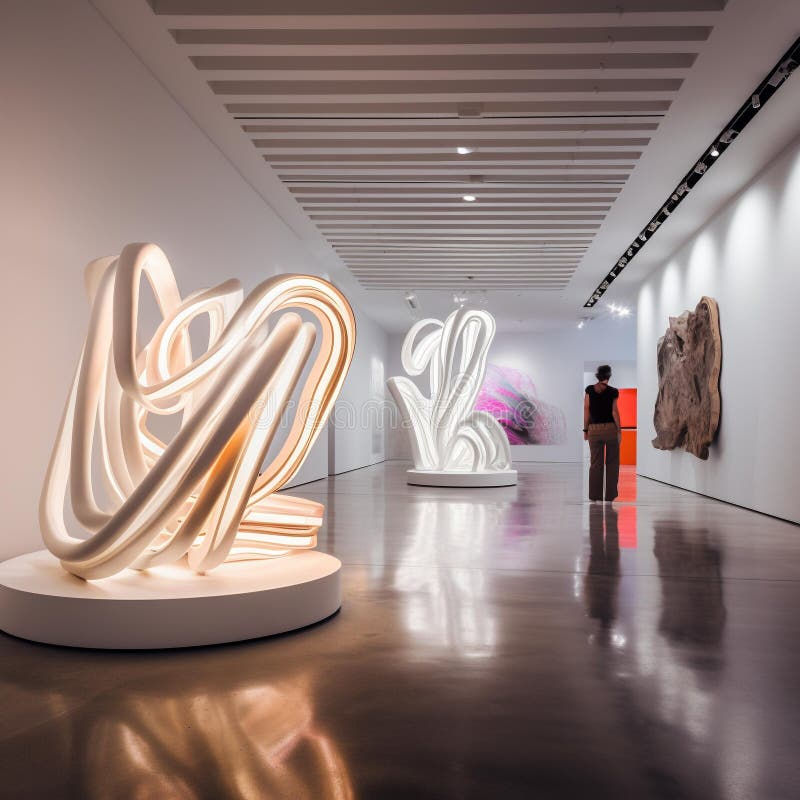 Wallpaper #U7gq25IBJvJKYCmEGfWT38 Contemporary Art Gallery with Large Scale Sculpture and Neon Lights