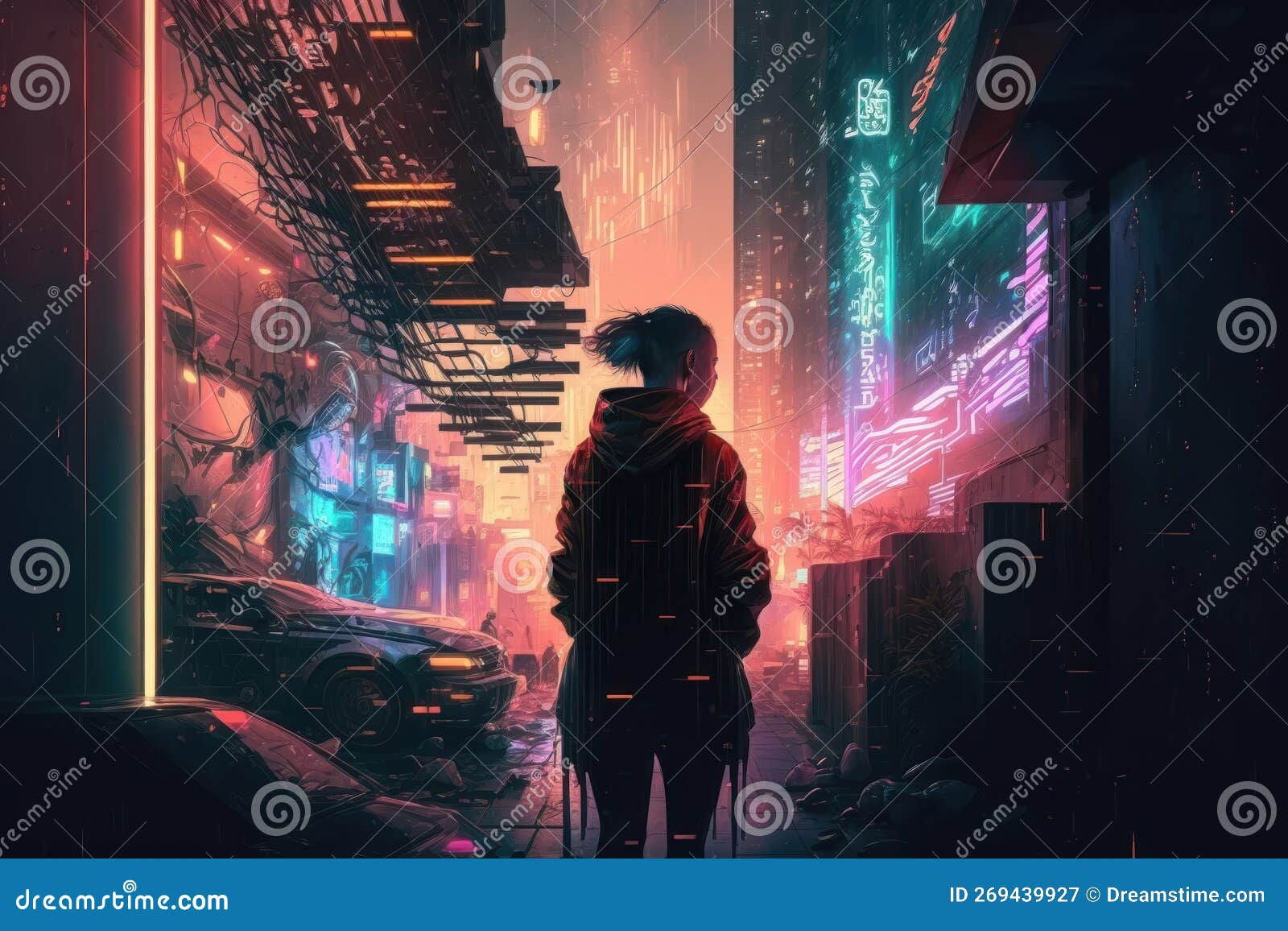 Wallpaper #TzGVNZMB5zzyi_yYJ1cv24 An Illustration of a Cyberpunk Abstract Background Generation AI Stock