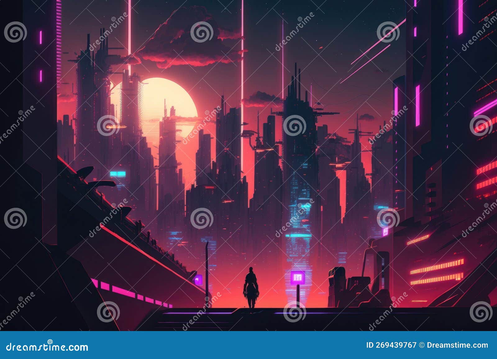 Wallpaper #TzGVNZMB5zzyi_yYJ1cv25 An Illustration of a Cyberpunk Abstract Background Generation AI Stock
