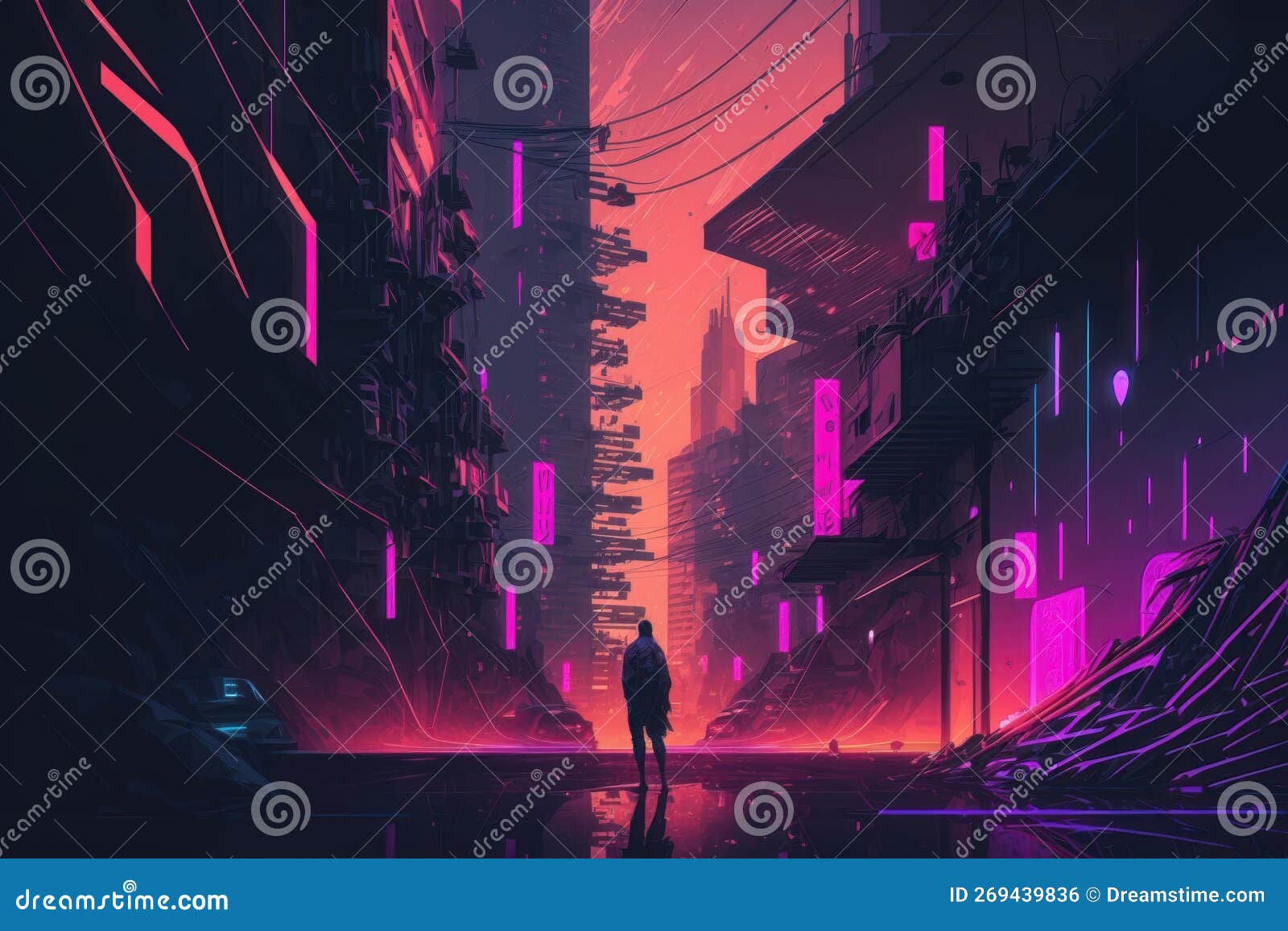Wallpaper #TzGVNZMB5zzyi_yYJ1cv15 An Illustration of a Cyberpunk Abstract Background Generation AI Stock