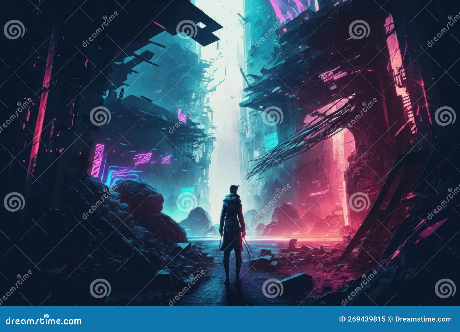 Wallpaper #TzGVNZMB5zzyi_yYJ1cv28 An Illustration of a Cyberpunk Abstract Background Generation AI Stock