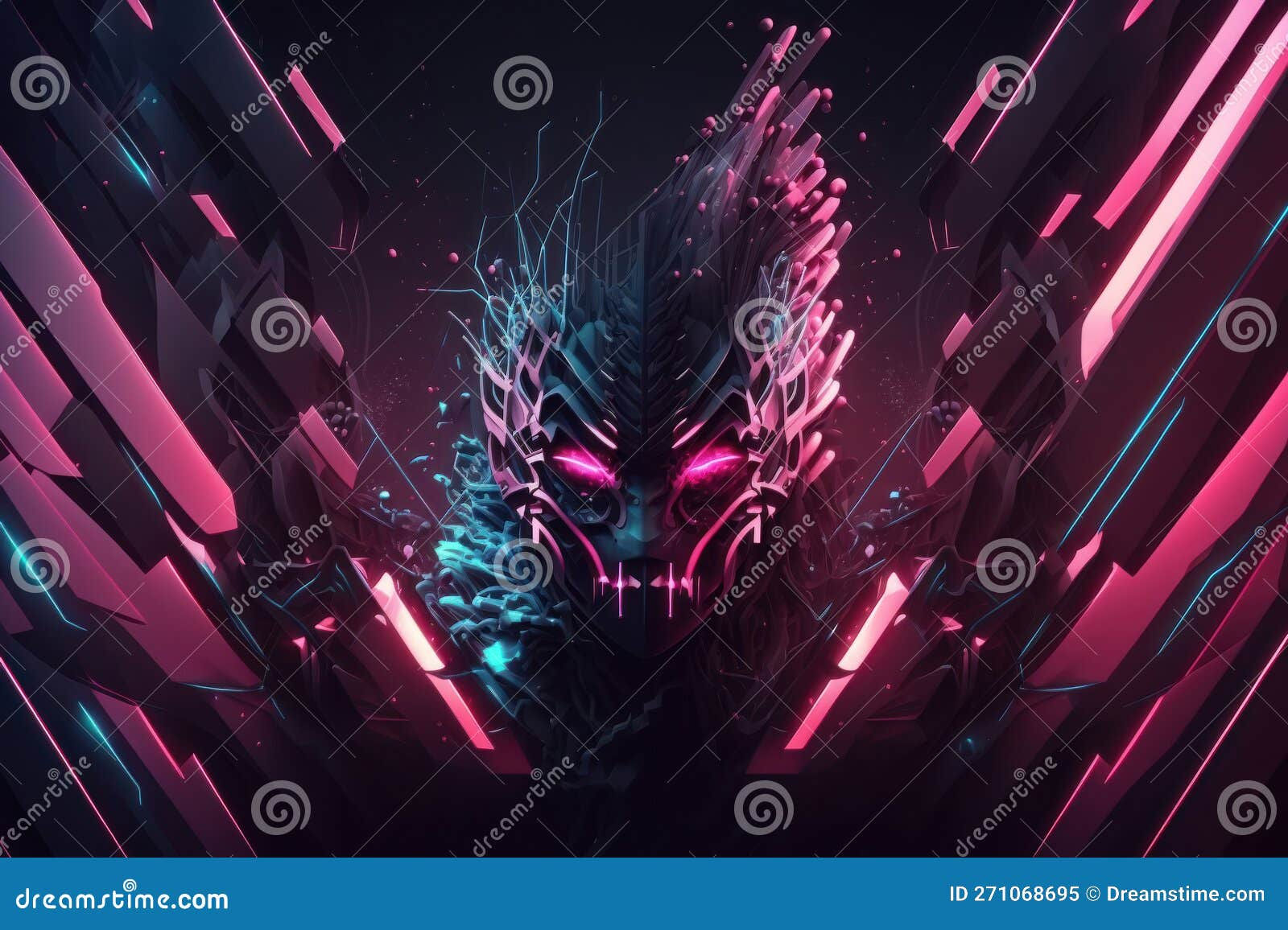 Wallpaper #TzGVNZMB5zzyi_yYJ1cv22 An Illustration of a Cyberpunk Abstract Background Generation AI Stock