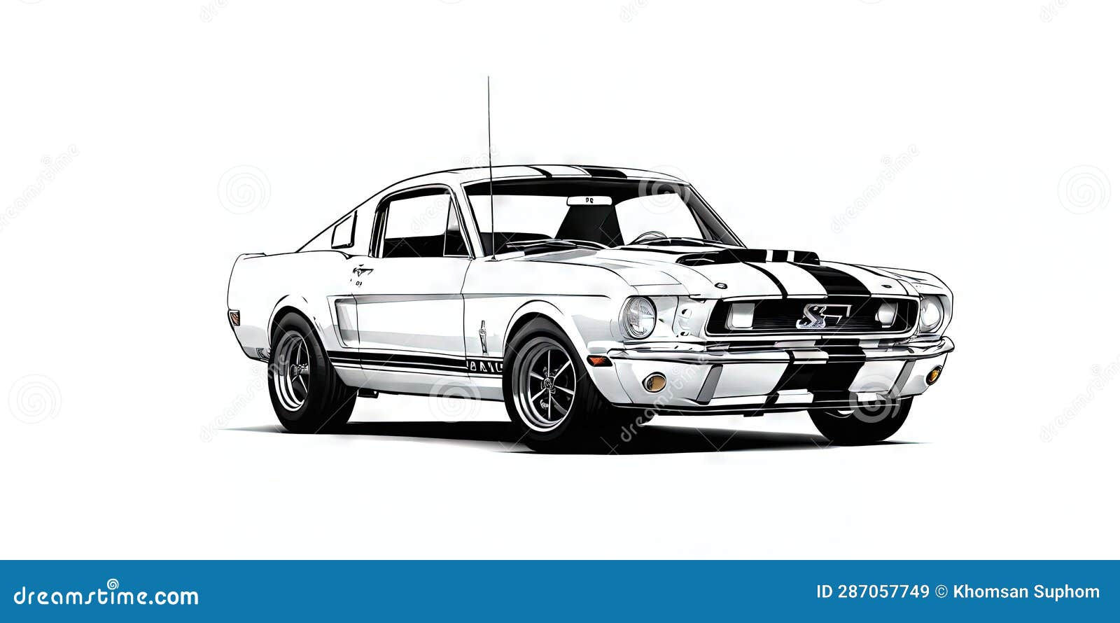 Wallpaper #bGgGF5MBSpphPi3-Rg1x206 Timeless Lineart Ford Mustang Shelby GT350 1965 Stock Photography