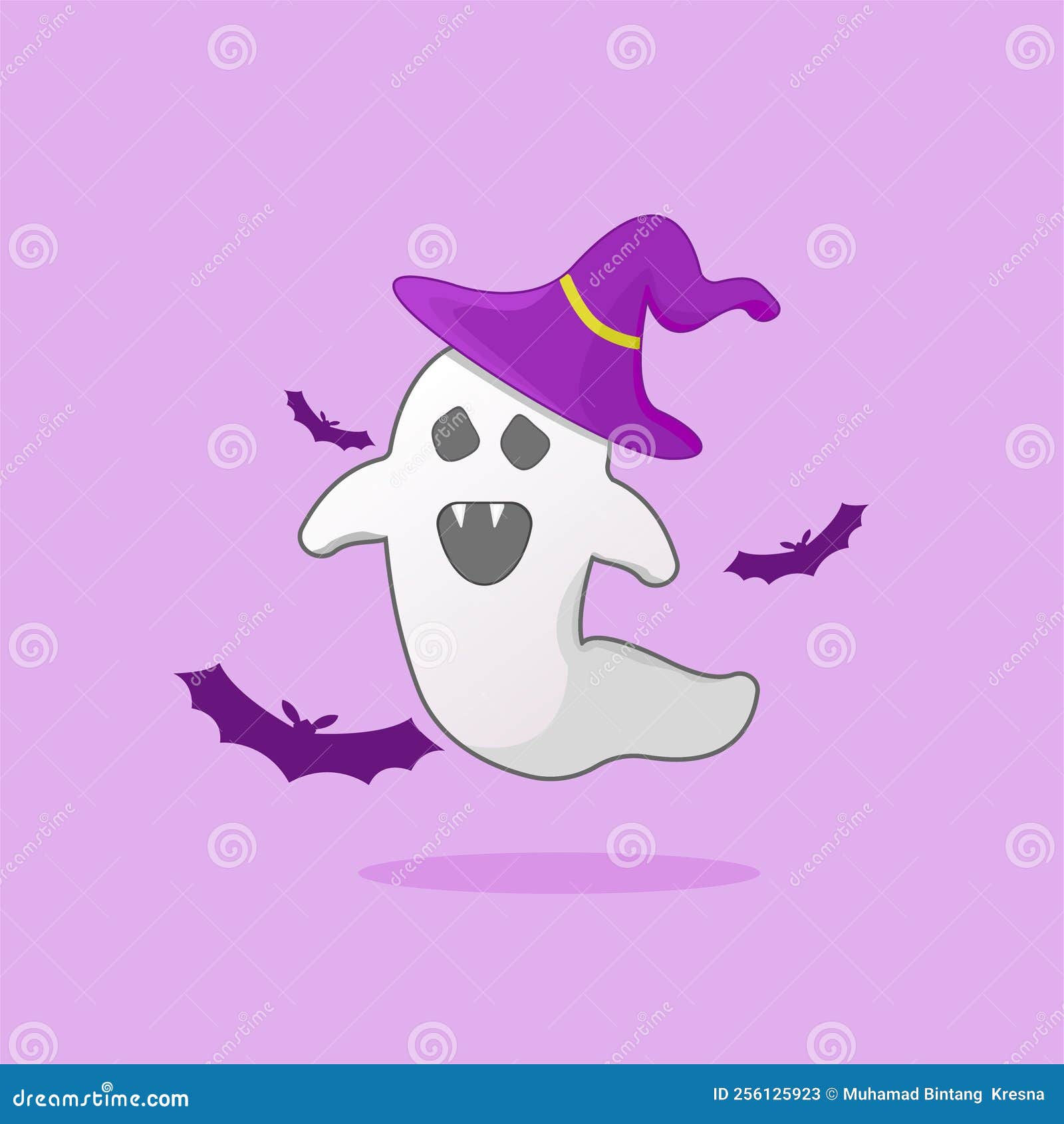 Wallpaper #r3KDMpMBX2lk1u3ogFrF429 Illustration of Ghost Cute with Bat Shadow Wicth Hat for Poster
